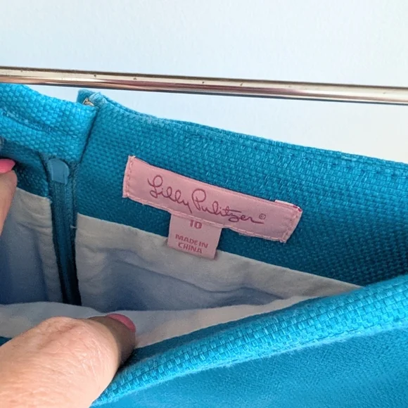 Lilly Pulitzer Blue Pencil Mini Skirt Sz 10. - Picture 4 of 8